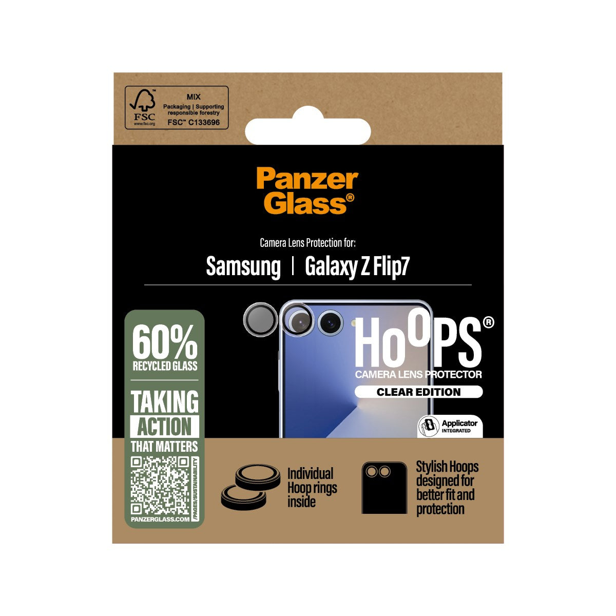PanzerGlass® Hoops® Kameralinsebeskytter Transparent Samsung Galaxy Z Flip7